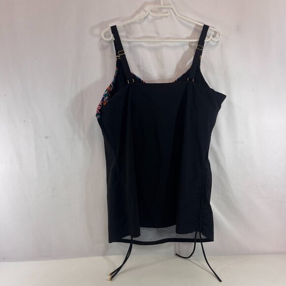 Christina Swimwear Tankini Bathing Suit Top Women Plus 3XD Black Floral Long NWT - Picture 2 of 10